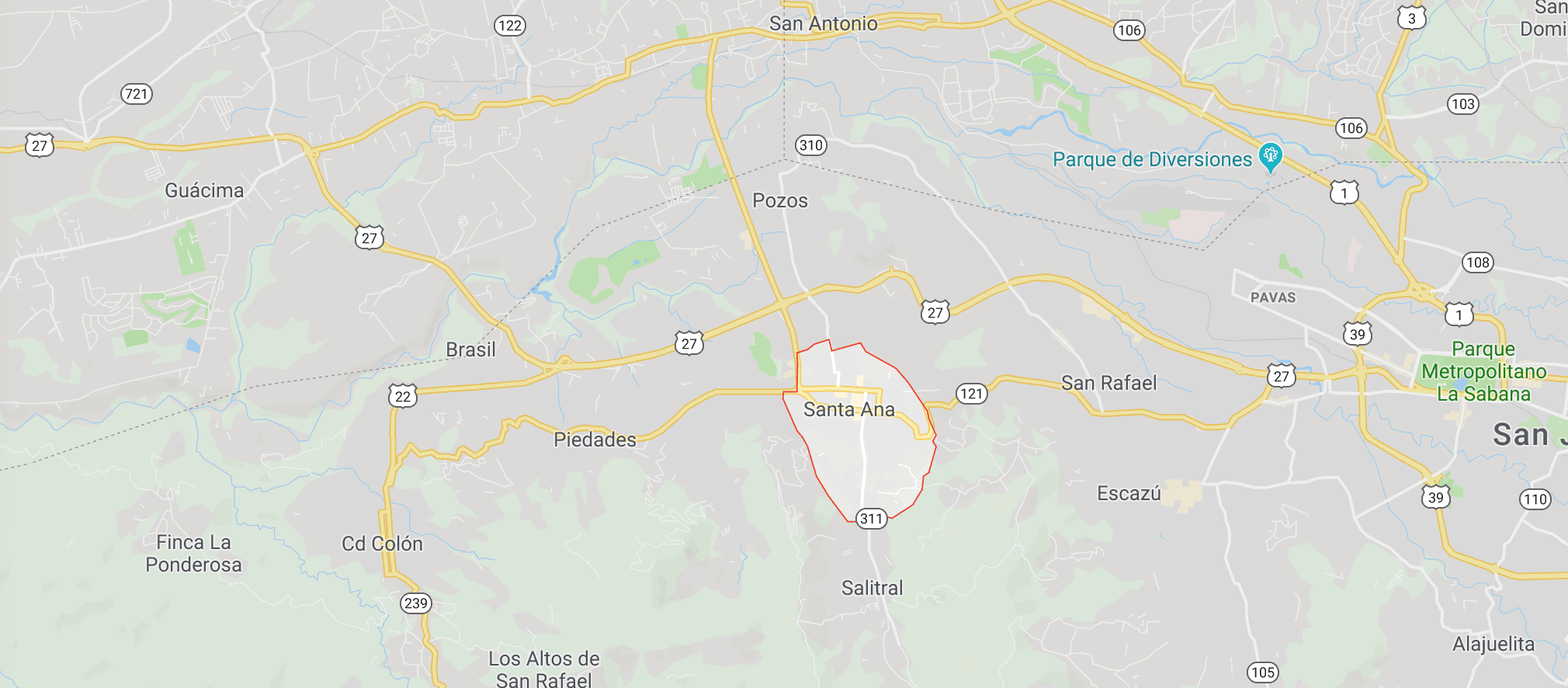 Map — Rio Oro, Santa Ana, San José, Costa Rica